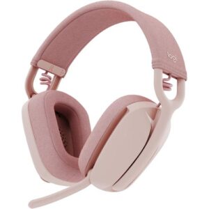 Logitech Zone Vibe 100 Lightweight Wireless Over Ear Headphones with Noise Canceling Microphone, Advanced Multipoint Bluetooth Headset, Works with Teams, Google Meet, Zoom, Mac/PC - Rose
