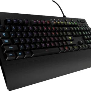 Logitech G213 Prodigy Wired RGB Backlit Gaming Keyboard with Mech-Dome Keys, Palm Rest– Black